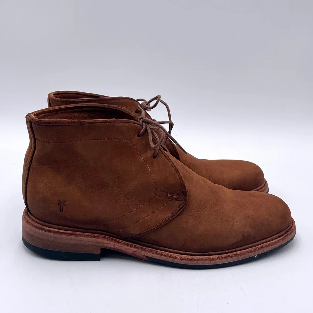 Frye Mens Bowery Chukka Boots Chestnut Brown Leather Ankle 3480431-CHT Size 8.5